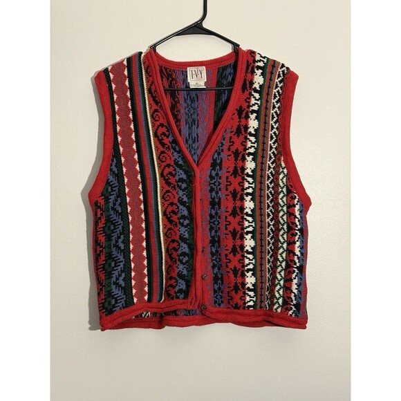 I-V-Y Hand Knit Sweater Vest Whip Stitch Grandmacore cottagecore vintage retro - Picture 1 of 4